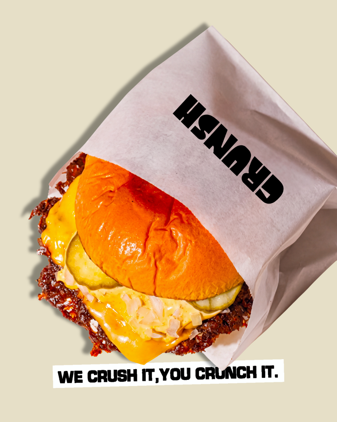 Smash burger emballé dans le papier Crunsh